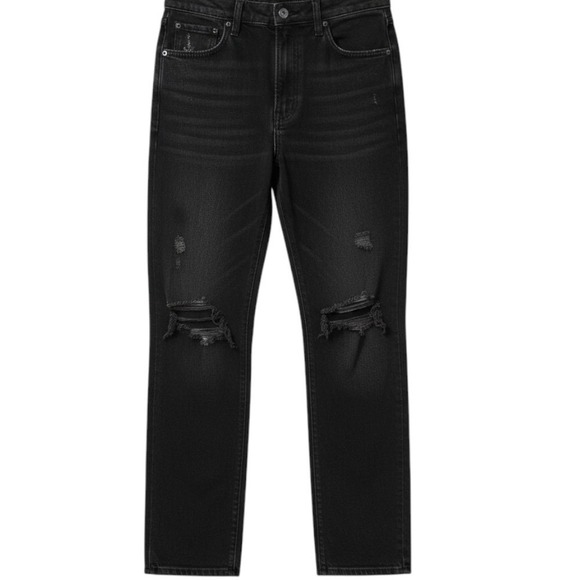 Abercrombie & Fitch Denim - Abercrombie & Fitch The 90s Straight Ultra High Rise Distressed Black Jeans 28 6